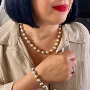 סט שרשרת וצמיד פנינים